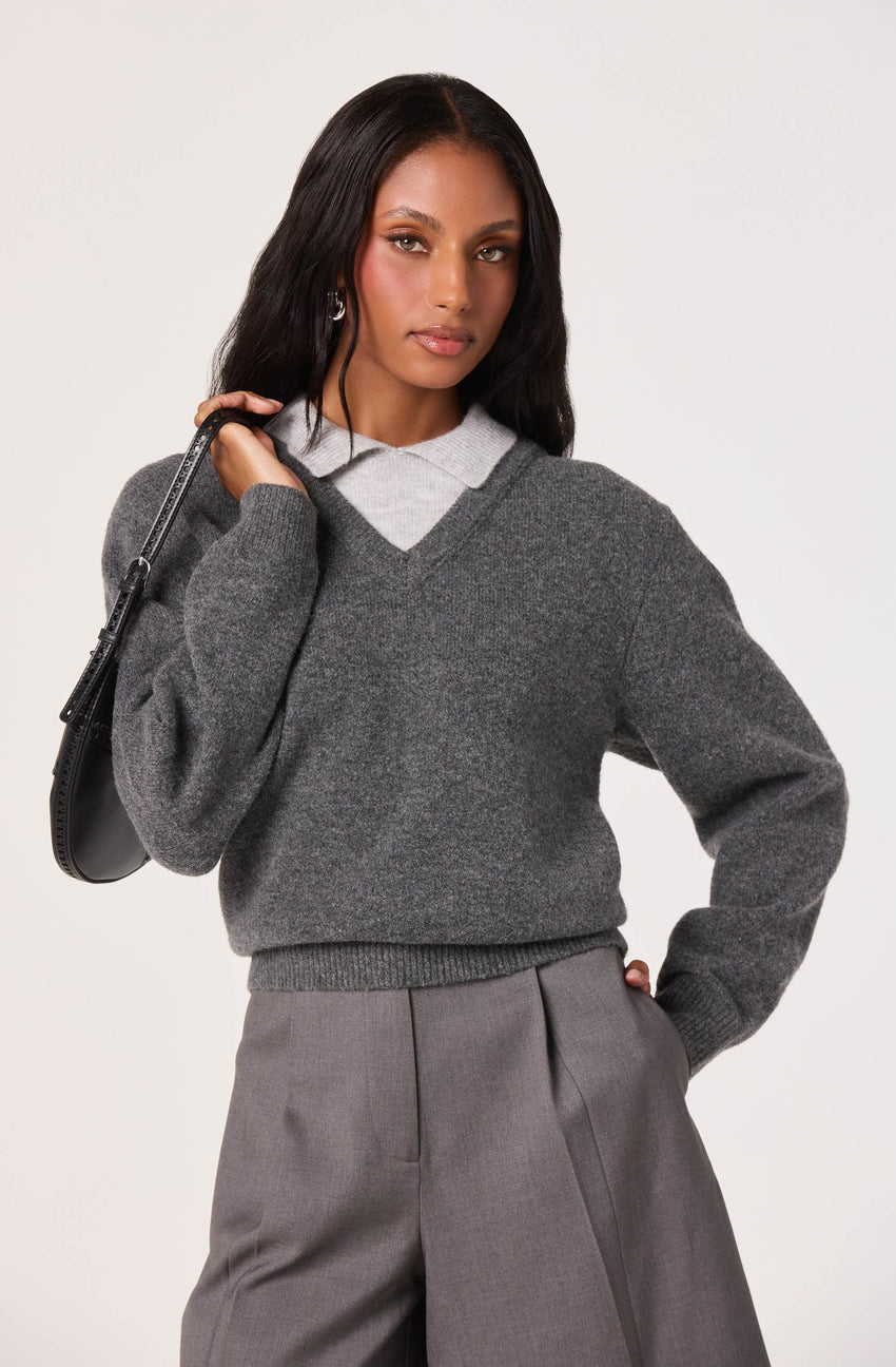 Contrast Faux Layered Sweater