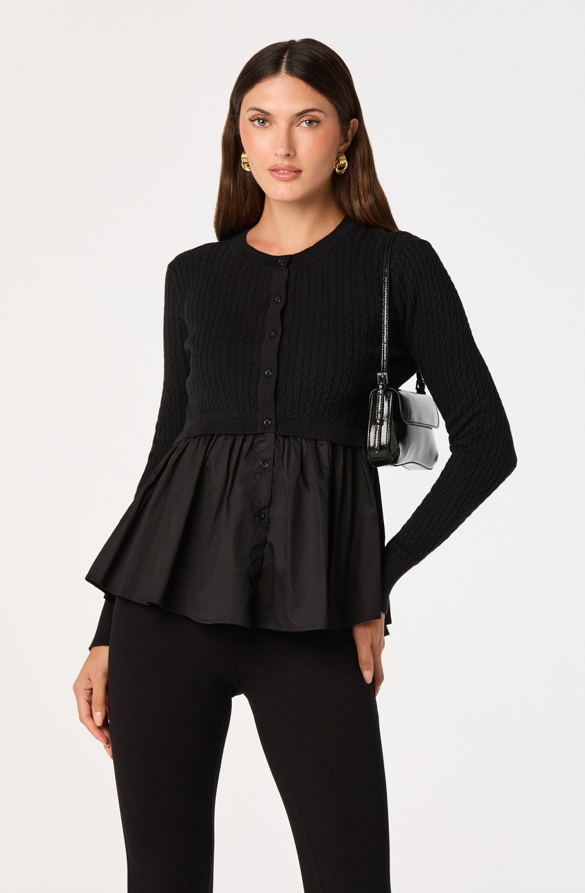 Mixed Media Peplum Top